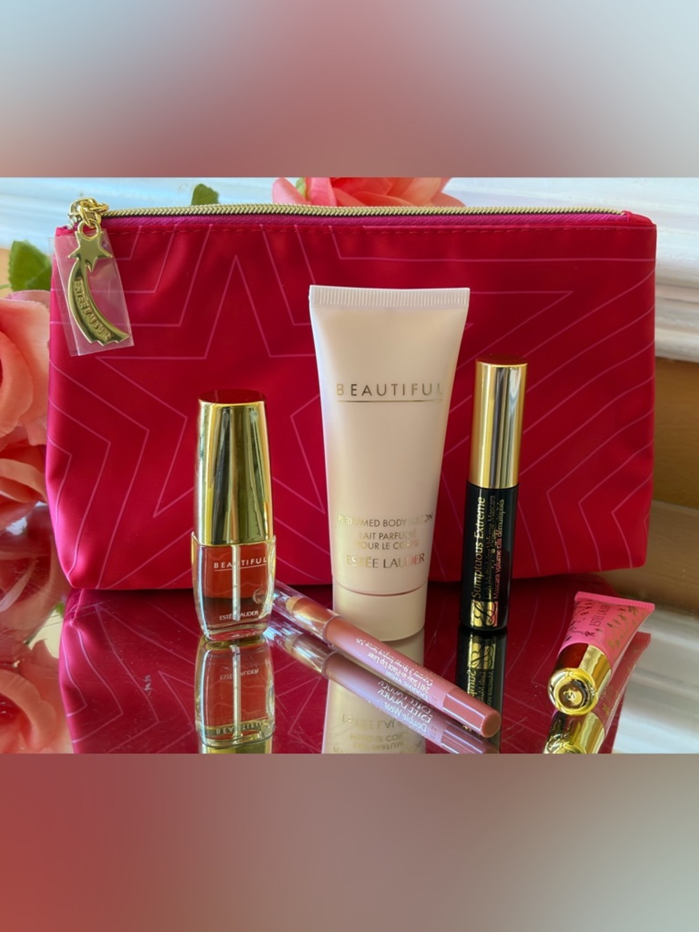 Estee Lauder Beautiful Lip Gloss & Red Lipstick Duo - Red